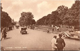 Postcard London England 1920s Rotten Row Horse Riding Promenade Hyde Park cars  - £4.40 GBP