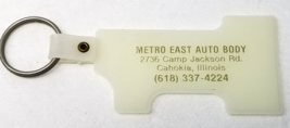 Metro East Auto Body Keychain Cahokia Illinois 1970s Plastic Vintage - £9.83 GBP