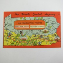 Vintage Linen Postcard Pennsylvania Turnpike Highway Map c1940 - £4.79 GBP