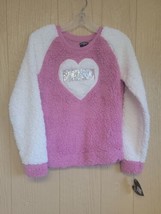 XOXO Girls Long Sleeve Faux Fur Sweatshirt sz L (14/16) Pink &amp; Vanilla - £16.62 GBP