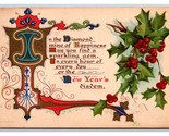 New Years Diadem Holly Berries Calligraphy DB Postcard A16 - $4.90