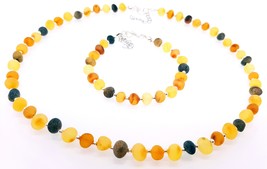 Raw Natural Baltic Amber Necklace and Bracelet / Women / Amber Jewelry Set  - $53.00