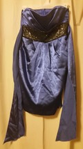 Love Tease Junior Size 3 Blue with Black sequins Strapless Dress    B6 - £7.07 GBP