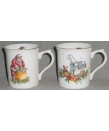 1992 Set (2) The Cellar SANTA - ROCKING HORSE PATTERNS Handled Mugs JAPA... - $370.47 MXN
