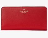 Kate Spade Bailey Large Slim Bifold Cherry Leather Wallet K9754 NWT $179... - £46.92 GBP