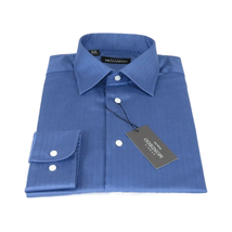 Men Mondego 100% Soft Cotton Dress Business shirt B300 French Blue Herringbone image 3