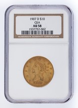 1907-D G$10 Gold Liberty Head Graded by NGC as AU-58! Released by GSA - $94,640.48 MXN