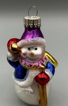 Ornament Snowman Glass Multi colored  Baseball Bat 5 ins. Tall 2.5 Ins. Wide - £7.54 GBP