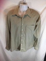 John Henry Mens Sz 17 Wrinkle Free Button Up Long Sleeve Tan Pin Striped... - $9.85