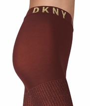 DKNY Women&#39;s Lurex Rib Control Top Tights Style-DYF050 Crimson/Gold All Sizes - £10.04 GBP