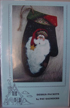 Christmas Wood Pattern Santa&#39;s Mitten Painted Deooration  - $5.69