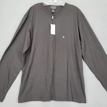 Cezani Men Shirt Size L Black Coal Preppy V-Neck Classic Long Sleeve Pla... - £10.39 GBP