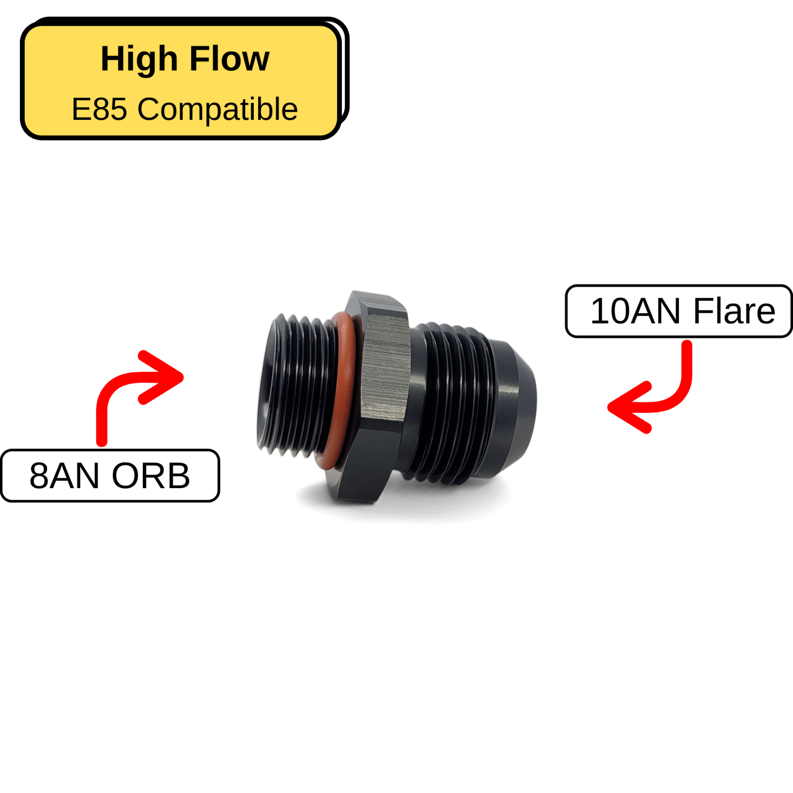 8AN to 10AN Fitting - O-ring to Flare - Orb Straight Male Reducer Adapter Item image 2
