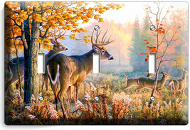 Whitetail Deer Buck Autumn Forest 3GANG Light Switch Wall Plate Cabin Room Decor - £14.08 GBP