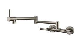 Brushed nickel Wall Mount Pot Filler Kitchen faucet Double Joint hot col... - £101.36 GBP