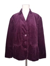 Talbots Petites Woman Corduroy Blazer Size 20W Stretch Peplum Plum Purple Career - £18.81 GBP