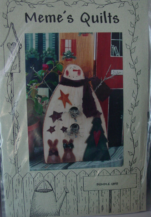 Primary image for Wood Pattern Bundle Up Decorative Snowman Figure, Painted (no size given)