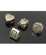 PANDORA 925 Sterling Silver - Vintage 4 Pcs Assorted Love Heart Beads - ... - £60.59 GBP
