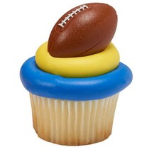 12 3D Football Plastic Cupcake Ring Toppers Cake Topper Sports Season - £7.63 GBP