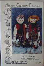 Wood &amp; Fabric Snowman Boy &amp; Girl 33&quot; w/doll 10&quot; Let It Snow - £6.31 GBP