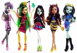 Set 5 Monster High Dolls Scaris Night Skelita Jinafire Frankie Clawdeen Rochelle - £314.91 GBP