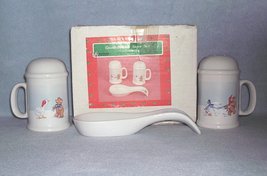 House of Lloyd Goose Bearies Stove Set Salt &amp; Pepper Spoon Rest 1989 with Box - £7.89 GBP