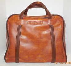 Vintage Singer Sewing Machine Travel Vinyl Carry Case Storage Bag Faux L... - $72.78