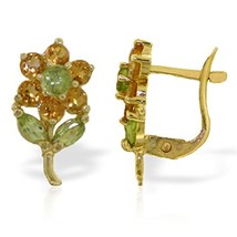 Galaxy Gold GG 14k Solid Gold Citrine Flower French Clip Earrings - £274.64 GBP