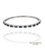 14k white gold Natural sapphire Natural Diamond Bracelet Bangle - $3,227.40