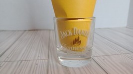 Jack Daniel's Tennessee Fire Shot Glass with White & Gold ~ Unique Fire Symbols - $8.90