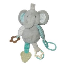 Kellytoy Kelly Baby Gray Teal Elephant Pram Stroller Plush Toy Rattle Clip Lovey - £10.11 GBP