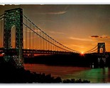 Sunset on George Washington Bridge New York City NY NYC UNP Chrome Postc... - $2.92