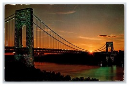 Sunset on George Washington Bridge New York City NY NYC UNP Chrome Postcard U12 - £2.28 GBP