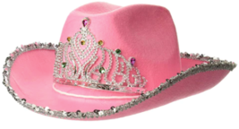 Pink Tiara Sequin Cowgirl Hat Rodeo Cowboy Party Hats Tierra HT029 Princess - £12.89 GBP