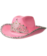 PINK TIARA SEQUIN COWGIRL HAT rodeo COWBOY party HATS tierra HT029 princ... - $307.27 MXN