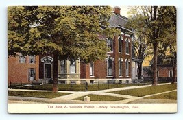 Postcard Iowa Jane A. Chilcote Public Library Building Washington, IA 1909 - £8.22 GBP