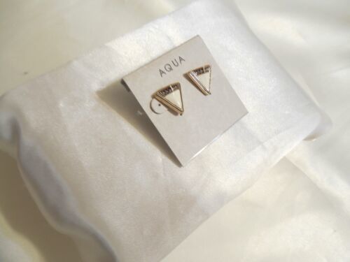 Primary image for Aqua  1 " Gold Tone Simulated Diamond Triangle Stud Earrings F233