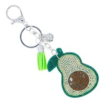 Bling Crystal Green Avocado Tassel Keychain - $264.37 MXN