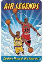 Michael Jordan &amp;KOBE BRYANT COMIC METAL SIGN 12X8IN NBA LAKERS BULLS B - $34.72 CAD