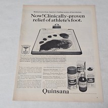 Quinsana Athlete&#39;s Foot Relief Footprint on Medical Paper on Clipboard Print Ad - £8.94 GBP