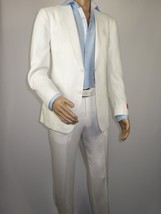 Men's ENZO Linen Spring Summer Suit Light Weight Breathable E58302-1 White image 2