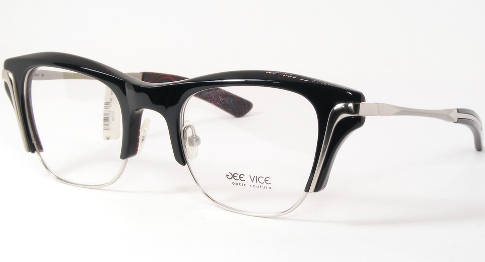 JEE VICE BETTER BLACK /SILVER UNIQUE RARE HANDMADE EYEGLASSES GLASSES 48... - $215.40