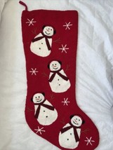 37” Large Hook And Loop Christmas Stocking Snowmen Snowflakes SUGAR PLUM... - $24.74