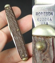 1965-1977 ROBESON POCKET KNIFE 622064 Pen Brown Jigged Delrin USA old vi... - $59.99