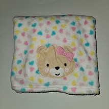 Baby Starters Teddy Bear Fleece Blanket Yellow Pink Blue Hearts 30&quot; x 40&quot; - £30.99 GBP