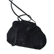 VTG Byrnes &amp; Baker Handbag Snap Clutch Shoulder Strap Black Leather Embe... - $14.84