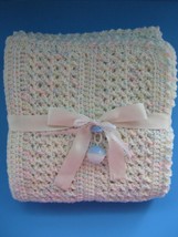  ~NEW~Baby Crib Blanket~Hand Crocheted Knitted~Great Shower Gift~ - £31.97 GBP