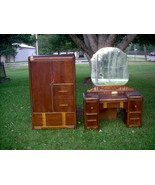 Antique/Vintage Armoire &amp; Vanity Dresser w/Mirror (Needs Work, Repair, R... - £196.40 GBP