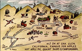 Vtg Postcard California, Tourist Map of Oak Glen Shops &amp; Camp Ground. PM 1985 - £4.32 GBP