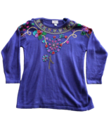 Women’s Vintage Ugly Christmas Sweater PURPLE SEQUIN HEARTS Shoulder Pad... - €21,28 EUR